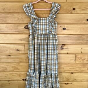 Madewell Plaid Dress in Blue and Brown